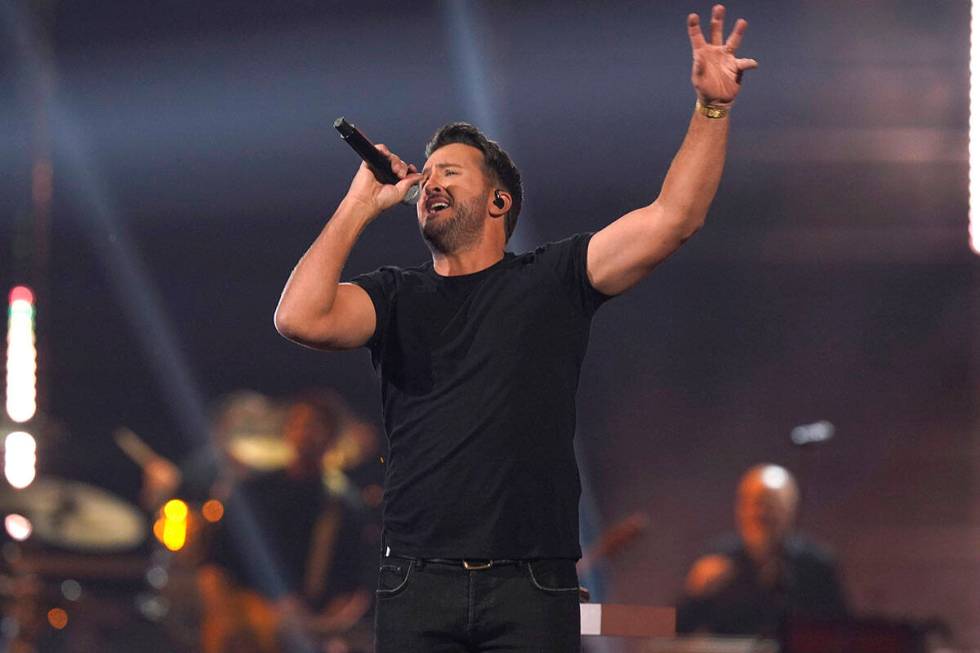 Luke Bryan performs at the 55th annual CMA Awards on Wednesday, Nov. 10, 2021, at the Bridgesto ...