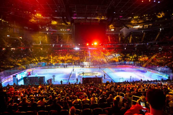 Fans attend the NHL All-Star Game at T-Mobile Arena in Las Vegas, Saturday, Feb. 5, 2022. (Erik ...