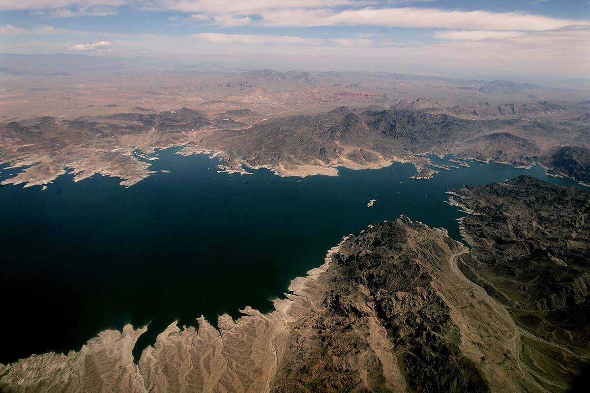 Lake Mead, which separates Arizona, bottom, and Nevada, top. (AP Photo/Joe Cavaretta, File)