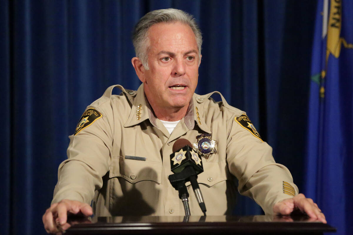 Sheriff Joe Lombardo answers questions during a press conference at Las Vegas Metropolitan Poli ...