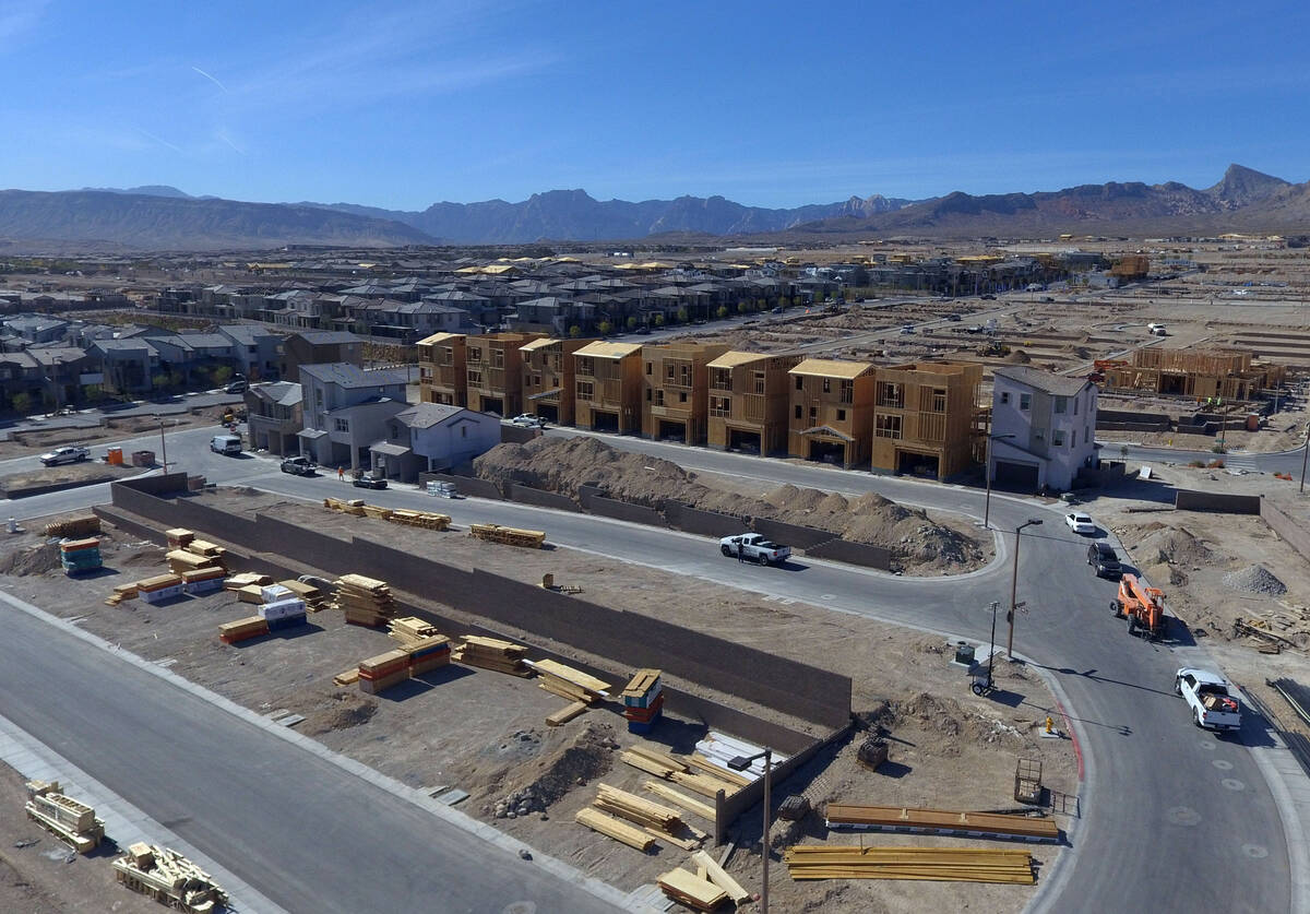 A new housing development is underway at Summerlin Parkway and 215 Beltway, on Wednesday, Nov. ...