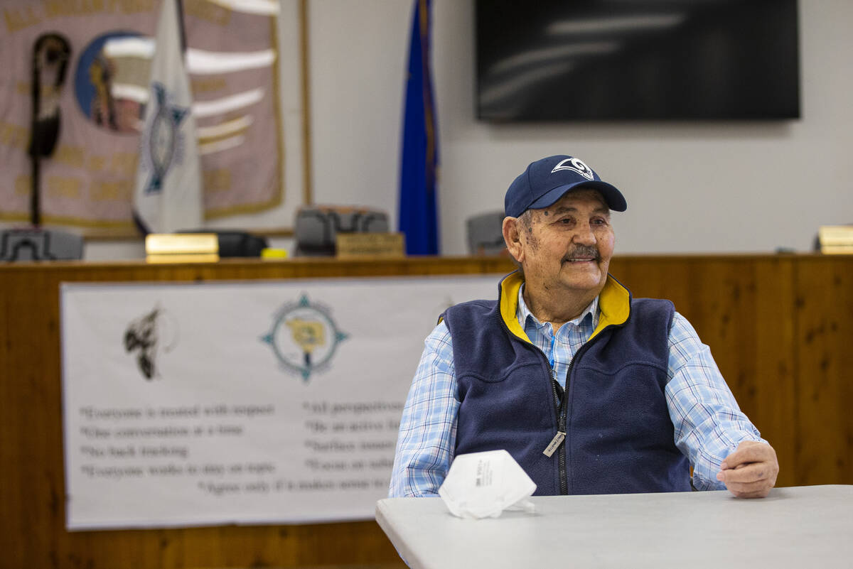 Walker River Paiute Tribe member Everett Kinerson, great uncle of Austin Corbett, speaks during ...