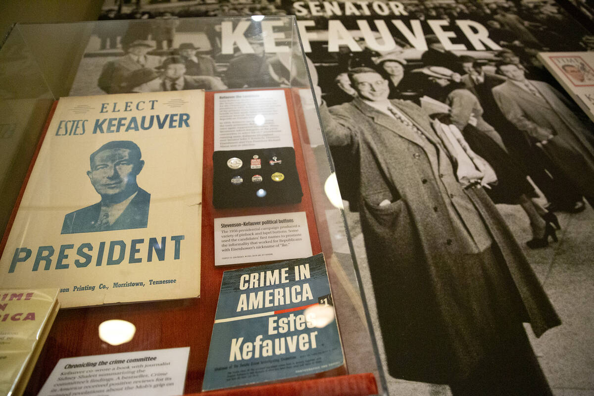The courthouse exhibit features former Sen. Estes Kefauver at The Mob Museum on Thursday, Feb. ...