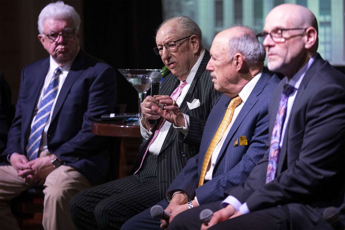 Former mayor Oscar Goodman, second from left, speaks during a panel discussion at The Mob Museu ...