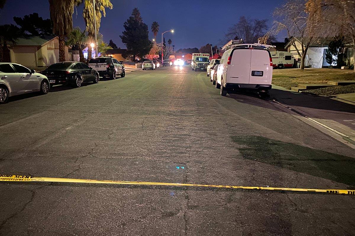 Crime scene tape at a Las Vegas Metropolitan Police Department homicide investigation on the 62 ...