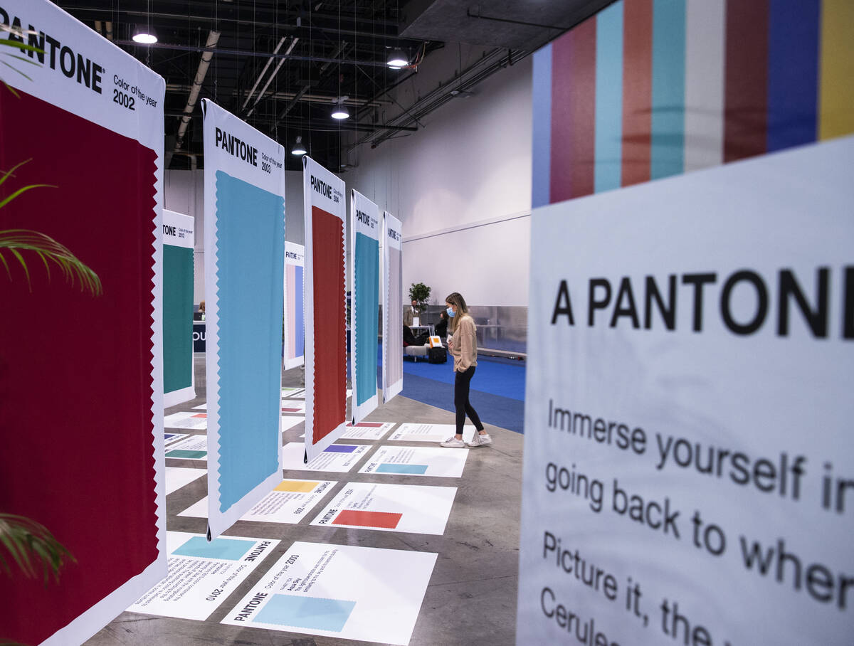 Previous and current PANTON color of the year 2022, are displayed during the biannual MAGIC sho ...