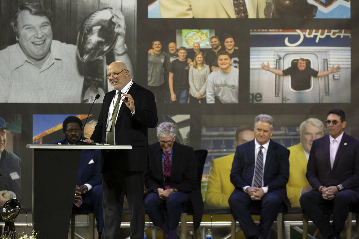 Mike Madden shares recollections of his father during a memorial service for former NFL coach a ...