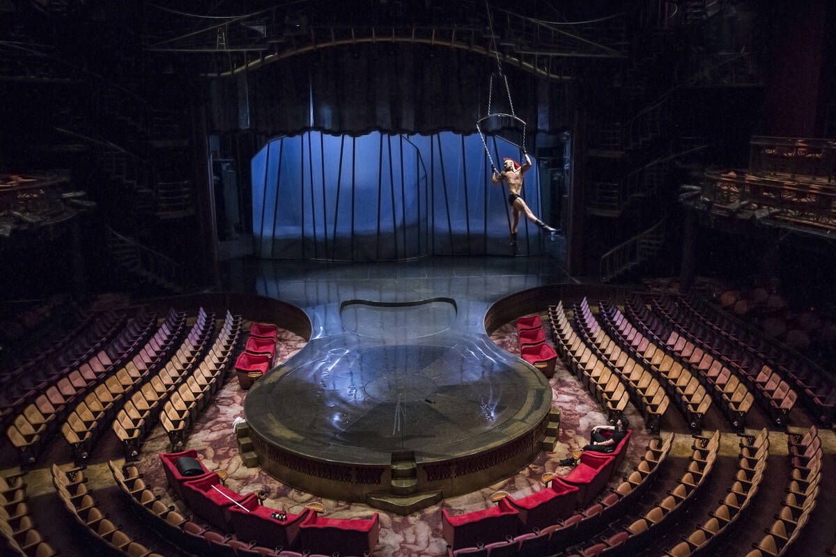 Las Vegas native Brandon Pereyda works through his pre-show routine for Cirque du Soleil's Zuma ...