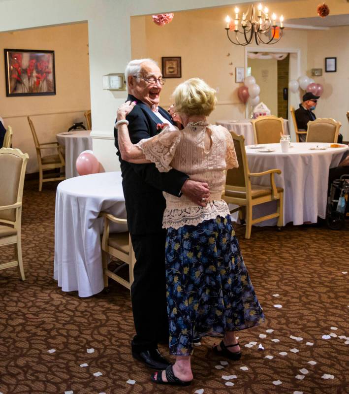 Jim Barben and Goldie Barben dance during a group vow renewal ceremony on Valentine's Day at St ...