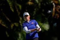 Stacy Lewis of the U.S. tees off on the fourth hole, during the final round of the Gainbridge L ...