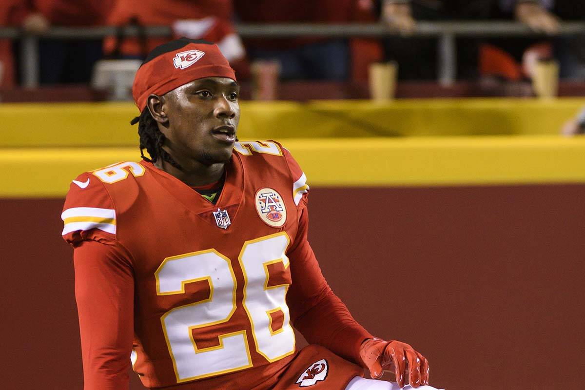 Kansas City Chiefs defensive back Chris Lammons during pre-game warmups before an NFL football ...