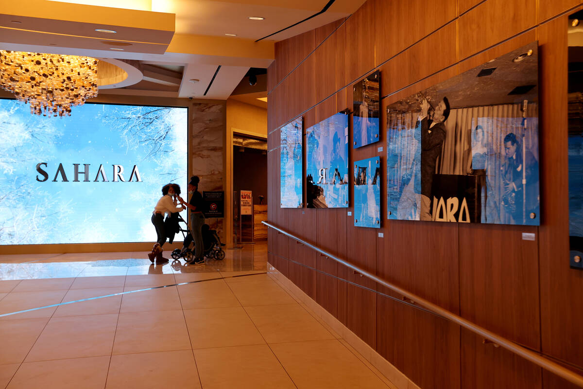 Historical photos and new video walls at the Sahara Las Vegas Friday, Jan. 28, 2022. Recent ren ...