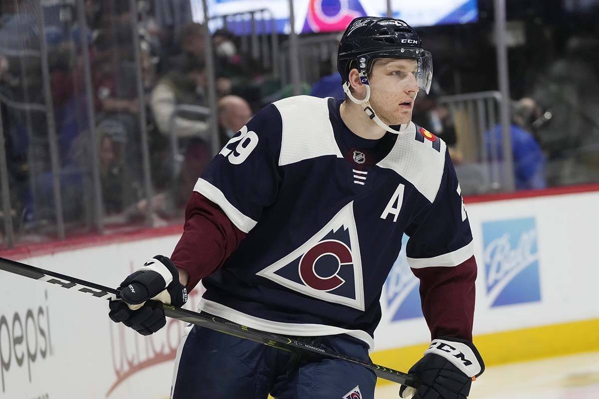 Colorado Avalanche center Nathan MacKinnon (29) in the second period of an NHL hockey game Tues ...
