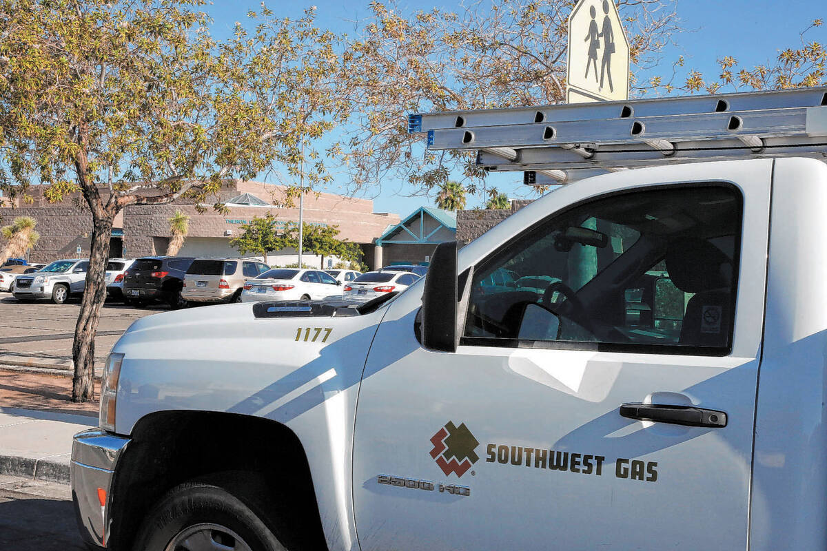 This Aug. 17, 2018, file photo shows a Southwest Gas truck in North Las Vegas. (Bizuayehu Tesfa ...