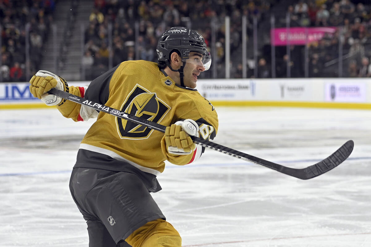Vegas Golden Knights left wing Max Pacioretty shoots against the Los Angeles Kings during the s ...