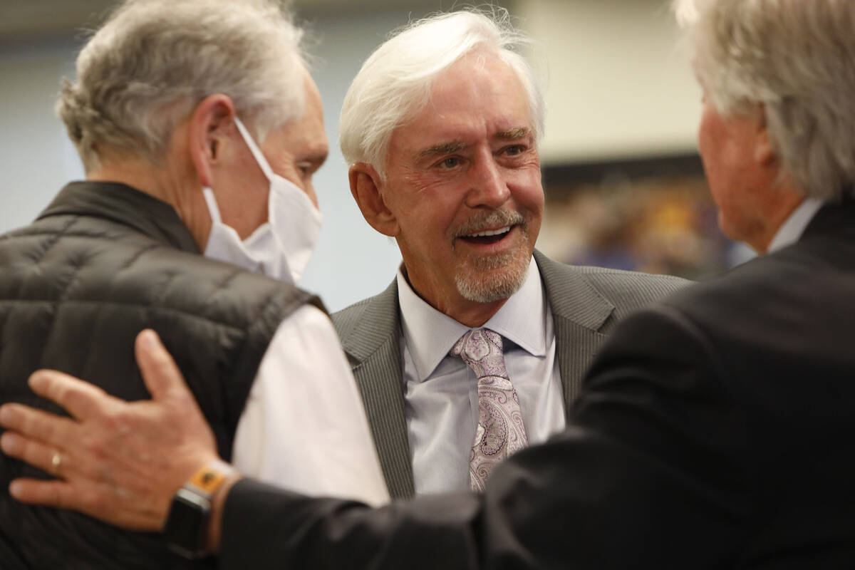 Billy Walters, center, talks with guests before a graduation ceremony of HOPE for Prisoners at ...