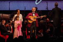 Andrea Bocelli is shown with his wife, Veronica; and daughter, Virginia, at MGM Grand Garden on ...