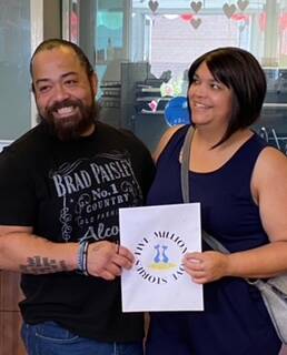 Luis Pantoja and Mayra Ramirez are shown at the Clark County Wedding License Bureau on Sunday, ...