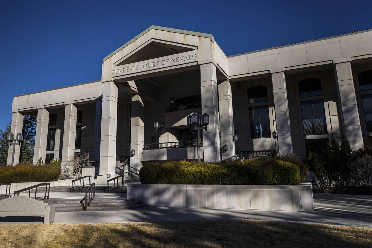 The Supreme Court of Nevada at the state Capitol complex in Carson City. (Benjamin Hager/Las Ve ...