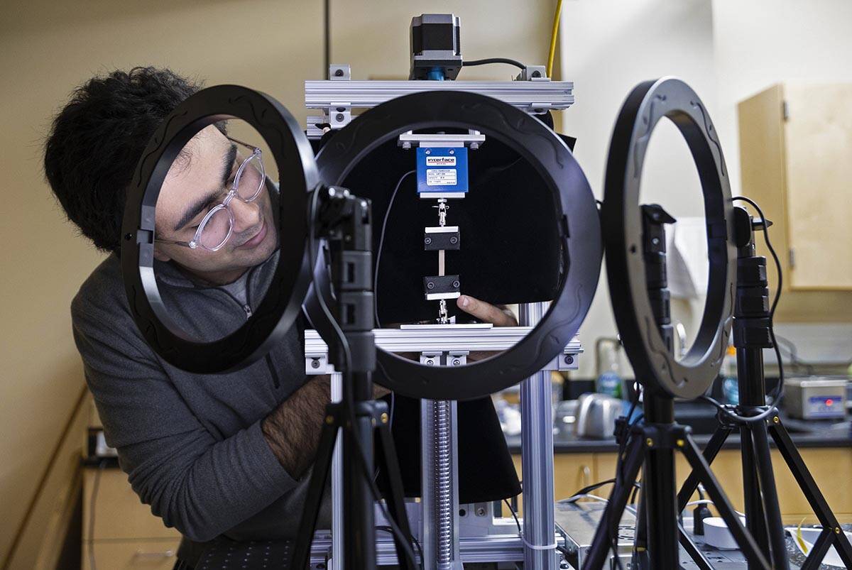 Youssef Fahmy, a graduate student studying mechanical engineering, works in the UNLV Science an ...