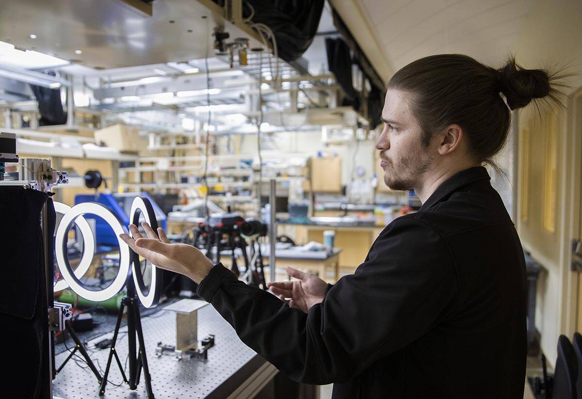 Lucas Gallup, a graduate student studying mechanical engineering, works in the UNLV Science and ...