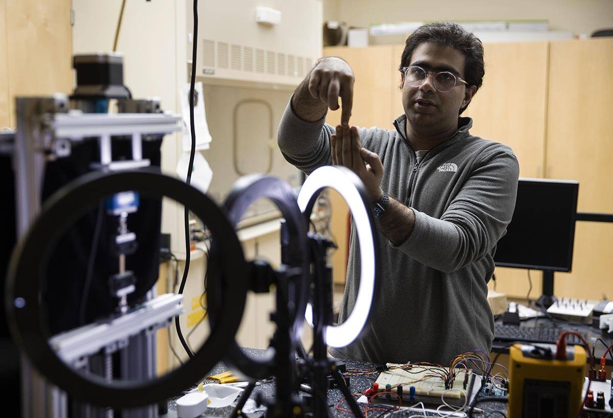 Youssef Fahmy, a graduate student studying mechanical engineering, works in the UNLV Science an ...