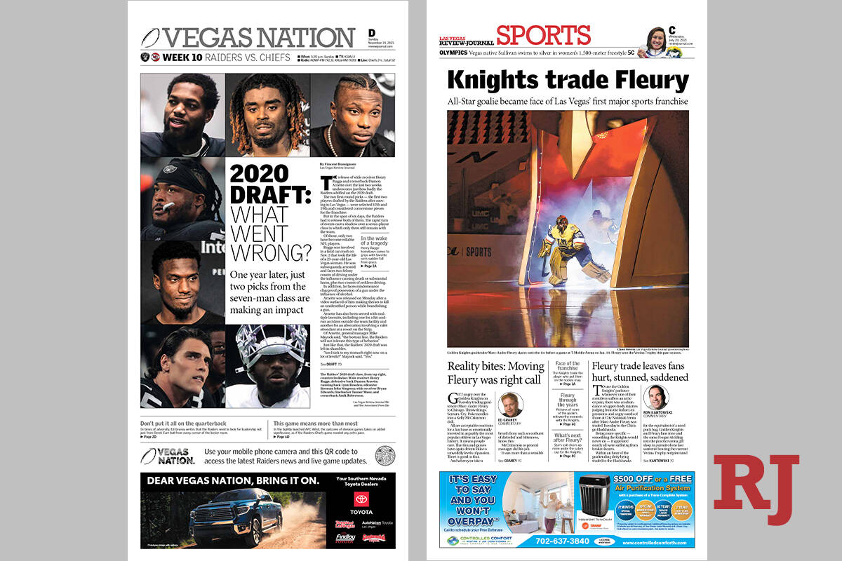 Las Vegas Review-Journal covers.