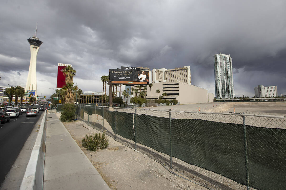 An empty lot between Fontainebleau Las Vegas and Sahara Las Vegas in Las Vegas, is seen on Wedn ...