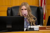 Committee member Tennille Pereira participates during a 1 October Memorial Committee meeting at ...