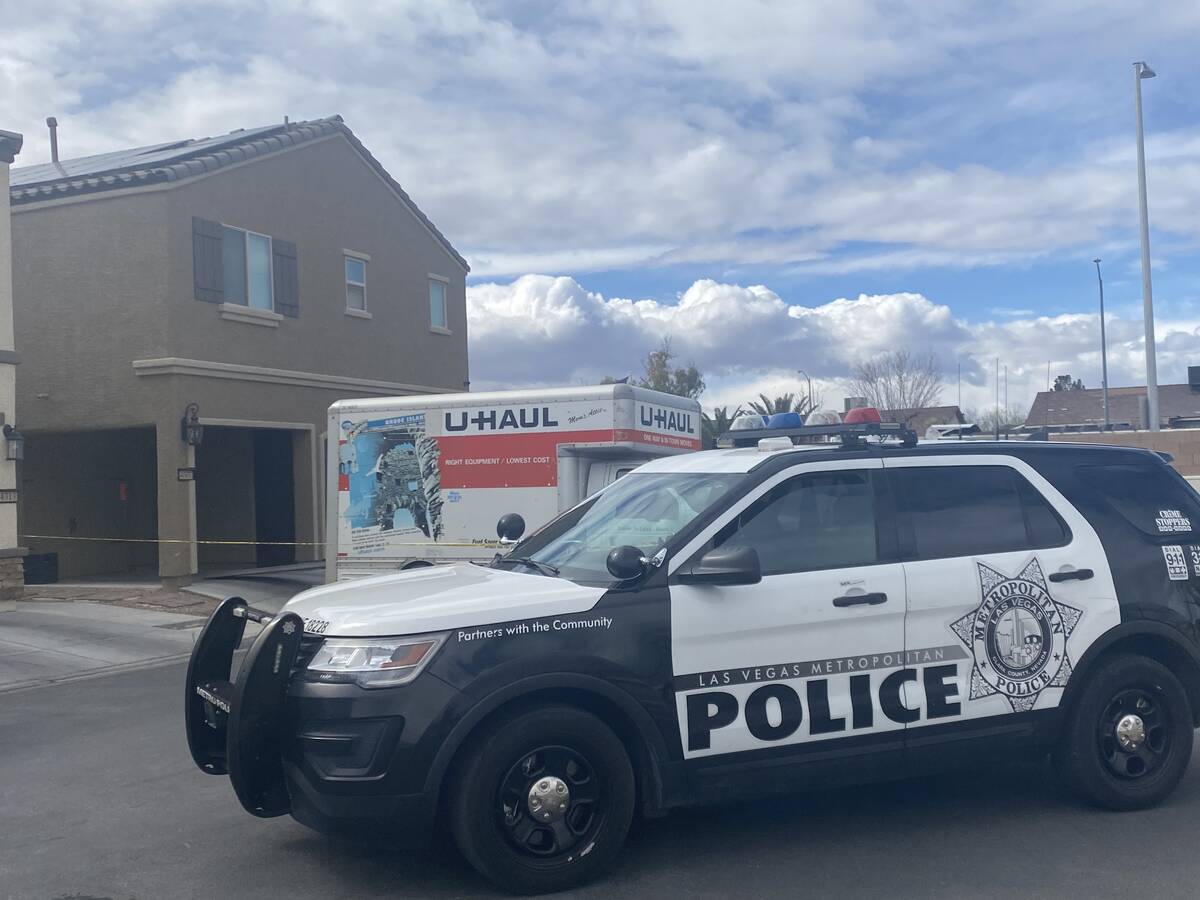 A police vehicle is seen at a home where a 4-year-old boy's remains were found in a trash bag i ...