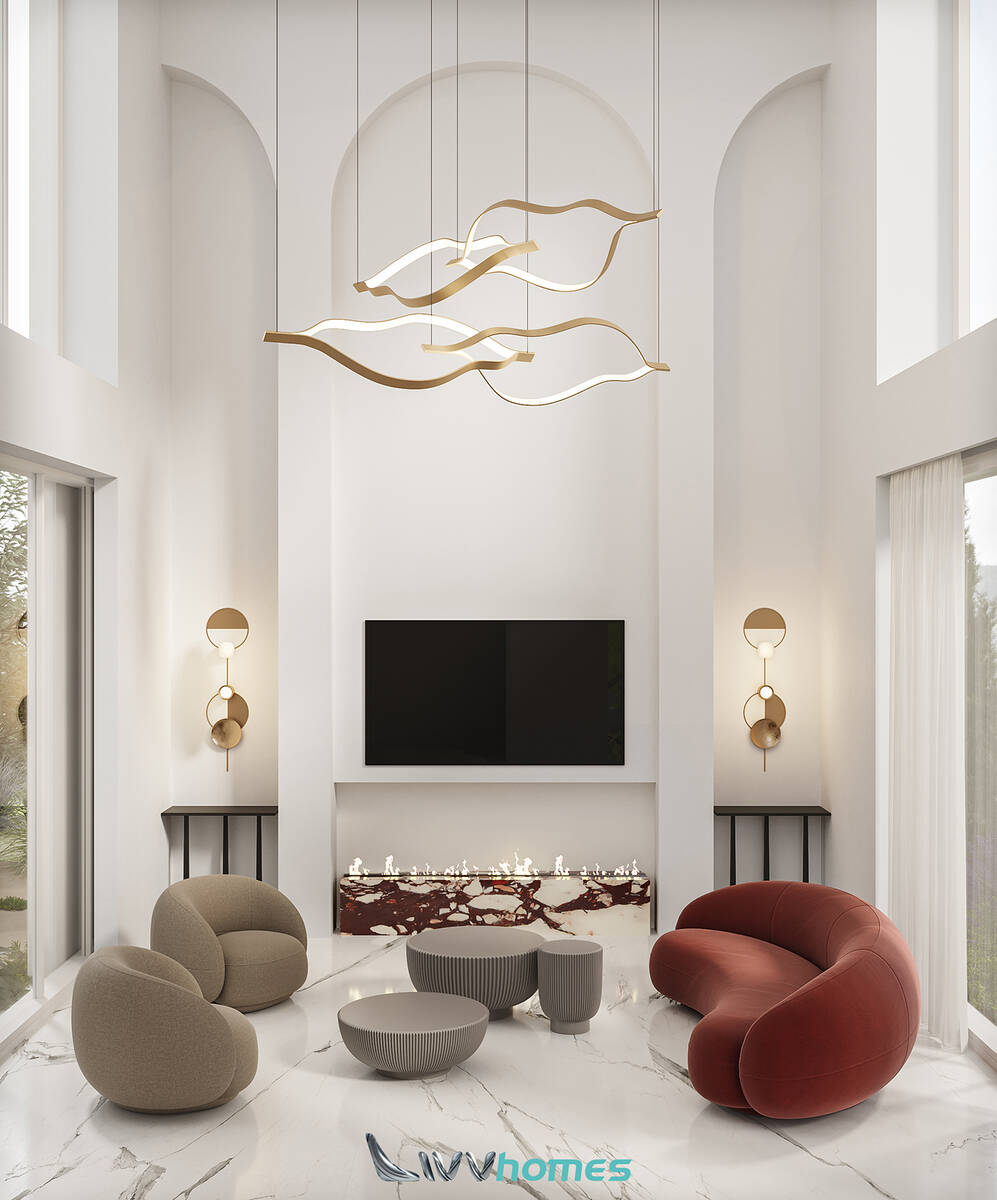 The living room features high ceilings. (LIVV Homes)