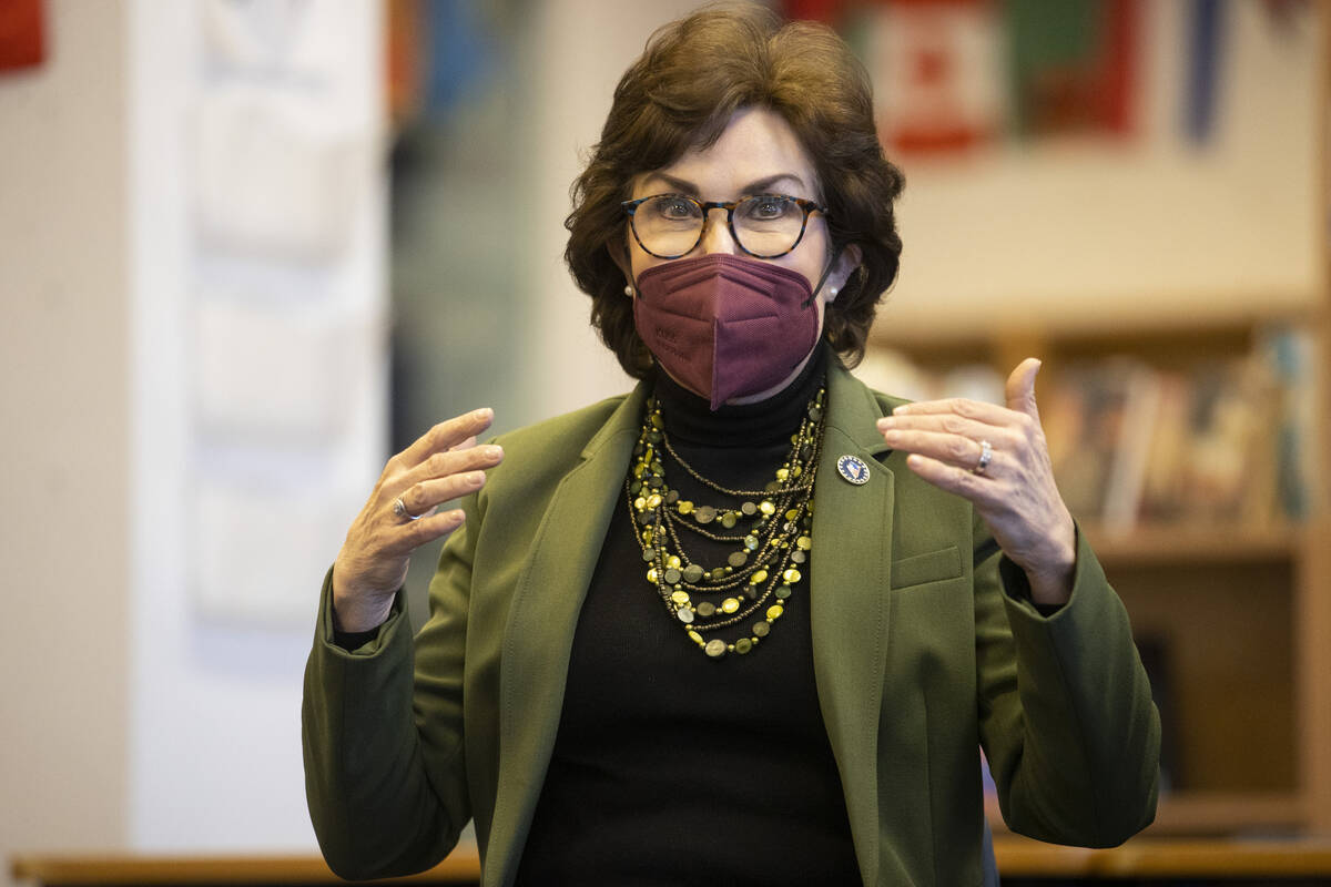 U.S. Sen. Jacky Rosen speaks during a conversation on mental health with students, faculty and ...