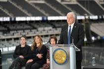 Gov. Steve Sisolak gives a state of the state speech at Allegiant Stadium February 23, 2022. (O ...