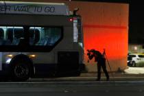 Las Vegas police investigate a crash involving a Regional Transportation Commission bus at Spri ...