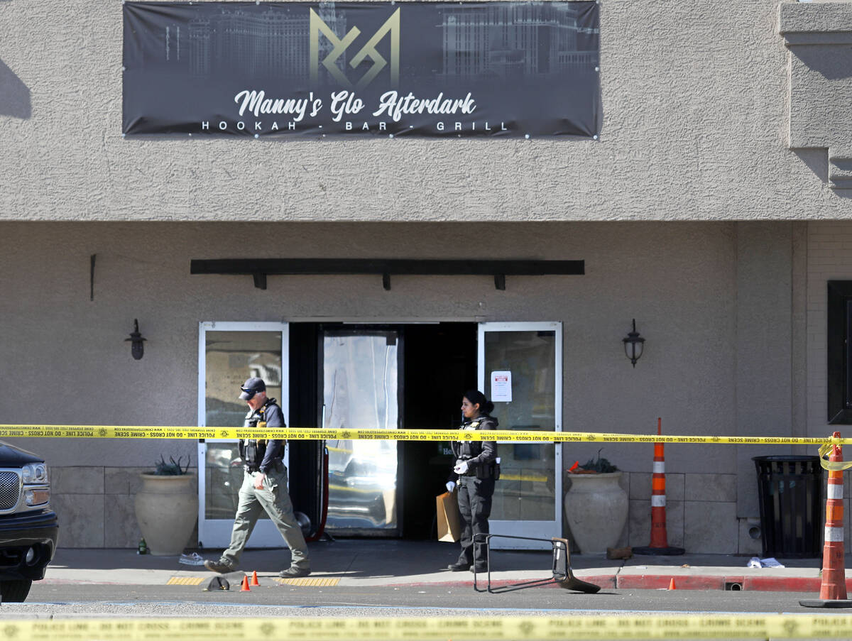 Las Vegas police investigate at Mannyճ Glow Ultra Lounge & Restaurant, 953 E. Sahara ...