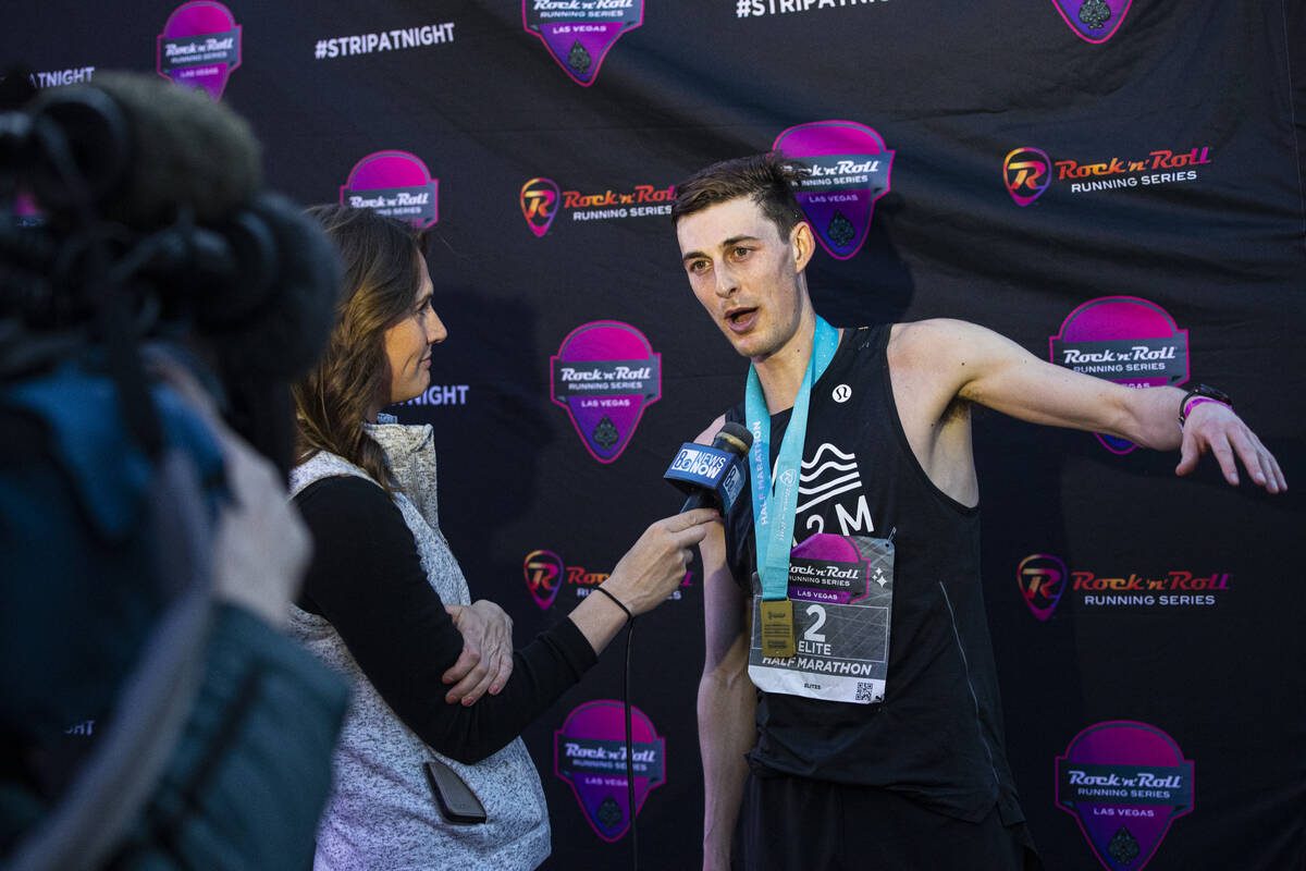 Justin Kent, of Canada, is interviewed after placing first in the Rock ‘n’ Roll L ...