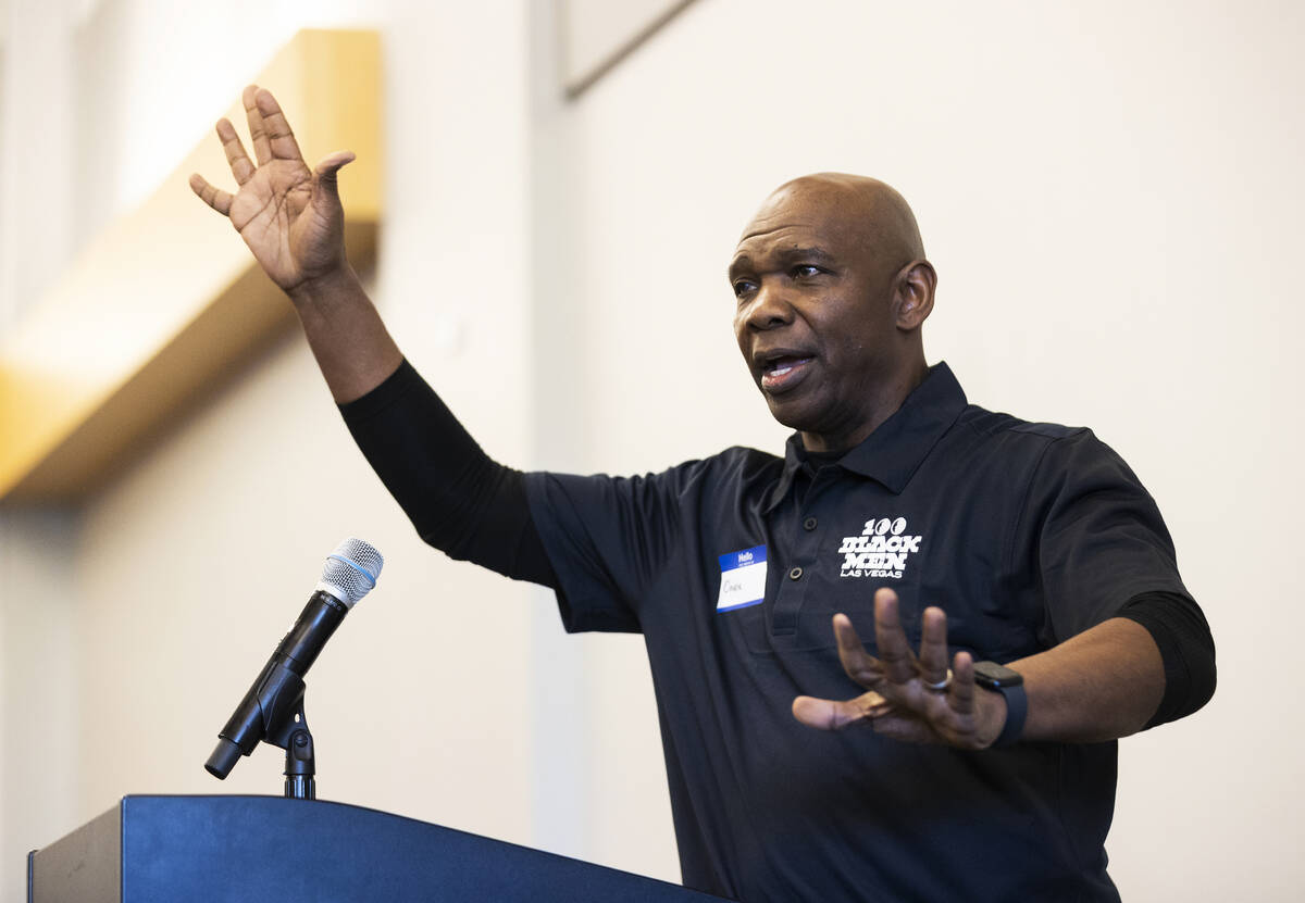 Gen. Ondra L. Berry, Adjutant General for the State of Nevada National Guard, speaks during a l ...