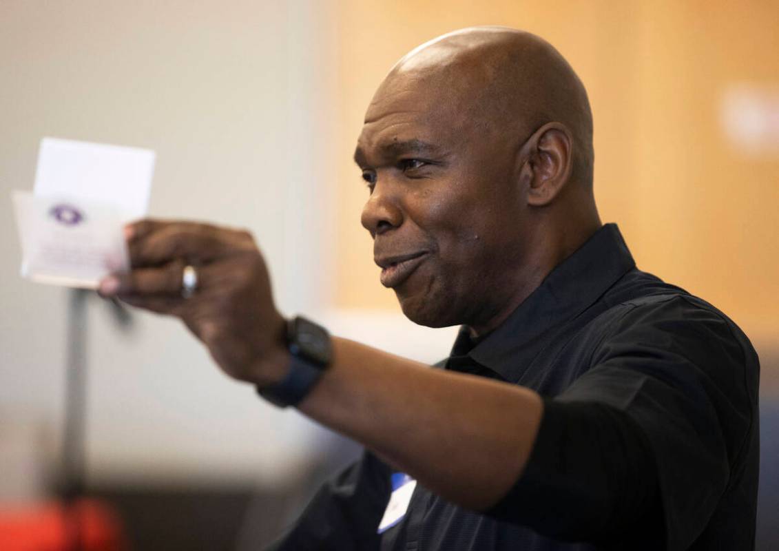 Gen. Ondra L. Berry, Adjutant General for the State of Nevada National Guard, speaks during a l ...