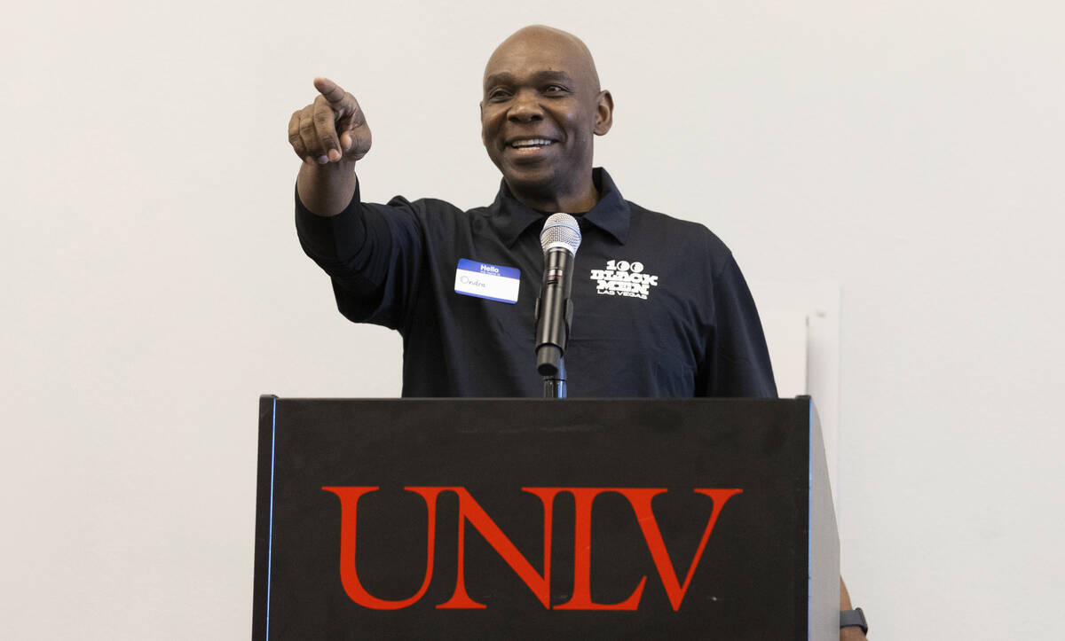 Gen. Ondra L. Berry, Adjutant General for the State of Nevada National Guard, speaks during a l ...
