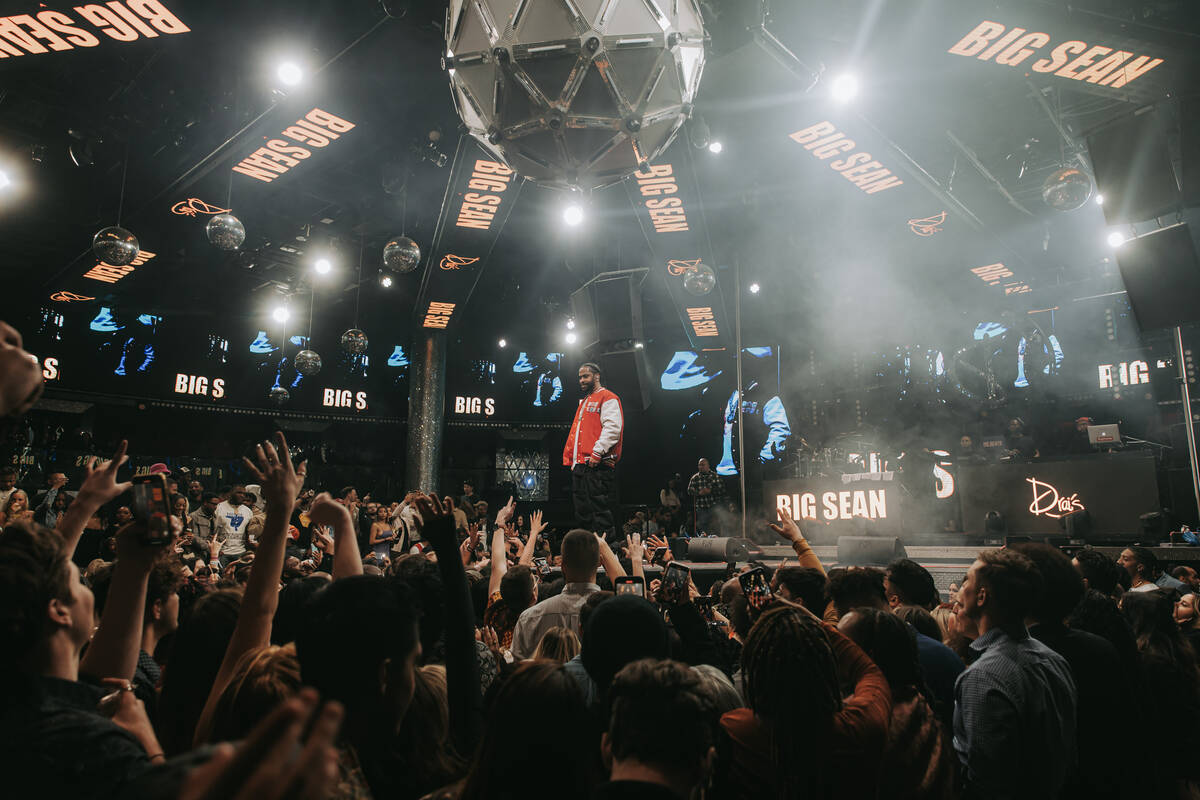 Big Sean is shown onstage at Drai’s Nightclub at the Cromwell on the Las Vegas Strip on Satur ...