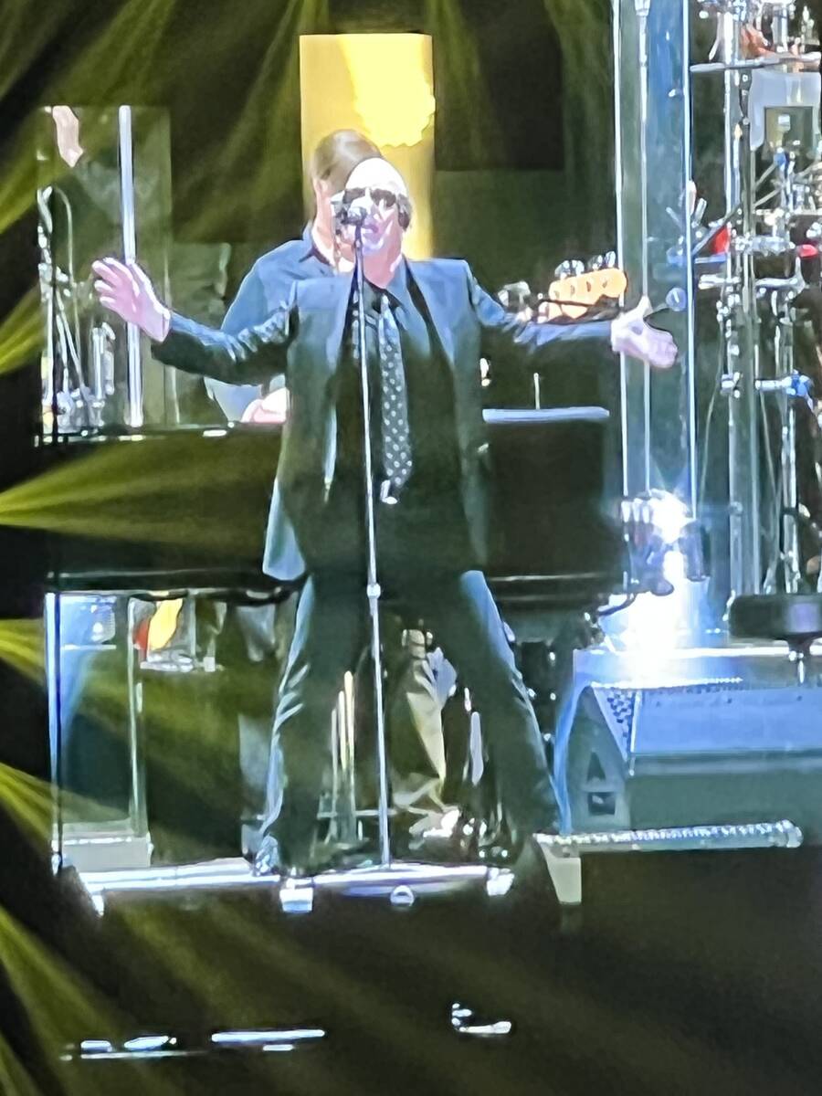 Billy Joel performs a tribute to Elvis at Allegiant Stadium on Saturday, Feb. 26, 2022. (John K ...