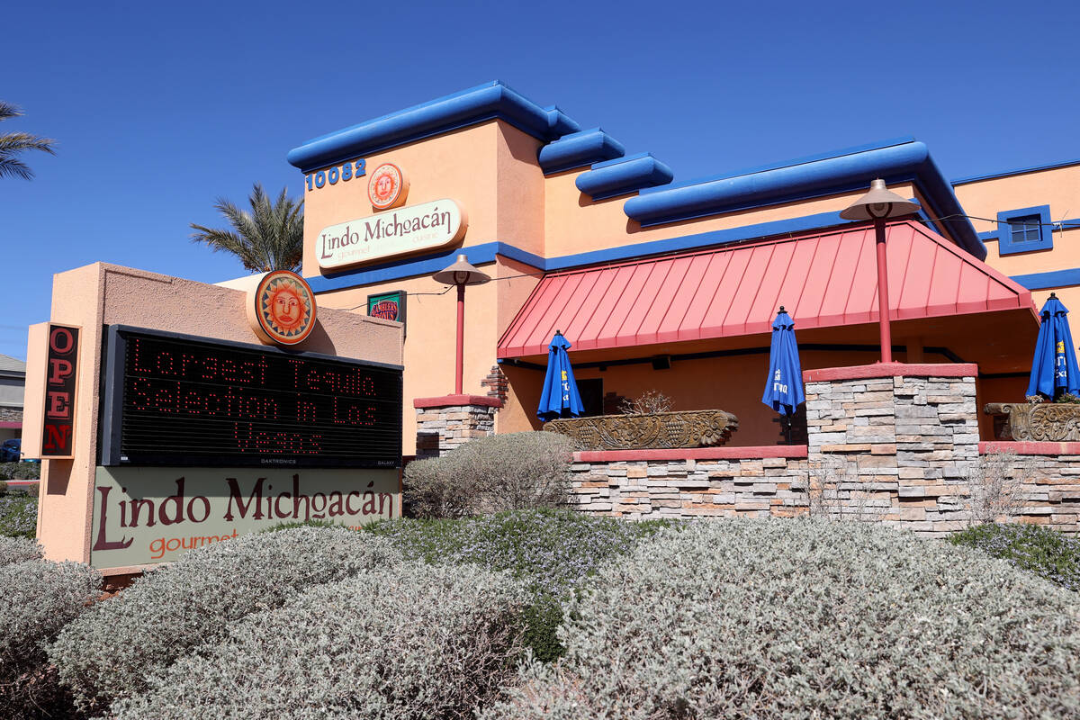 Lindo Michoacan at 10082 W. Flamingo Road in Las Vegas is shown Monday, Feb. 28, 2022. A video ...