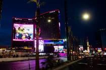Resorts World is pictured during the Rock ‘n’ Roll Las Vegas half marathon and 10 ...