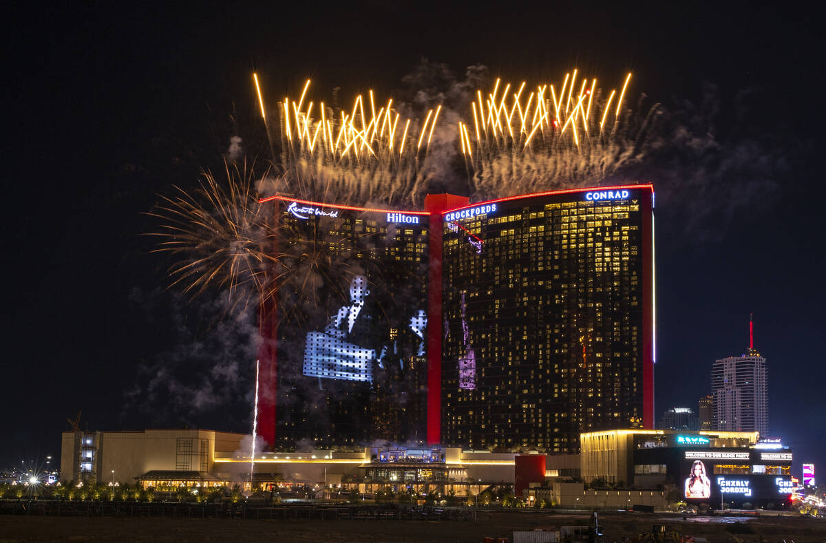 Resorts World Las Vegas grand opening fireworks show. (L.E. Baskow / Las Vegas Review-Journal)