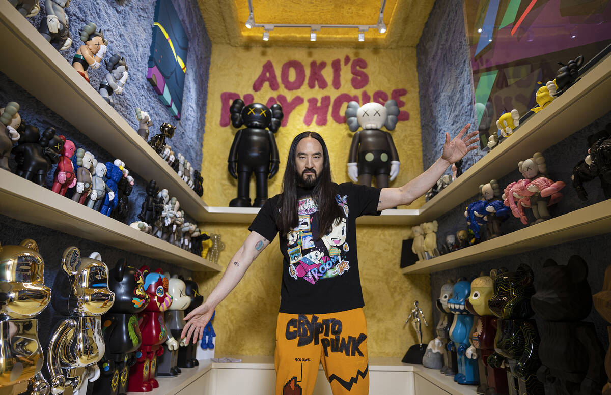 “This is a collector’s house,” DJ Steve Aoki says of his residence — the slogan on the ...