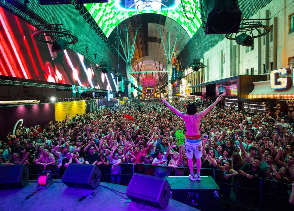 Aoki says performing in Las Vegas — here on Fremont Street — taught him the need to enterta ...