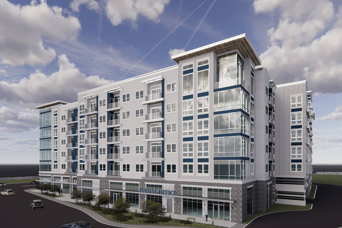An artist's rendering of developer Jonathan Fore's planned upscale apartment complex behind The ...