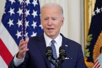 President Joe Biden speaks at an event to celebrate Black History Month in the East Room of the ...