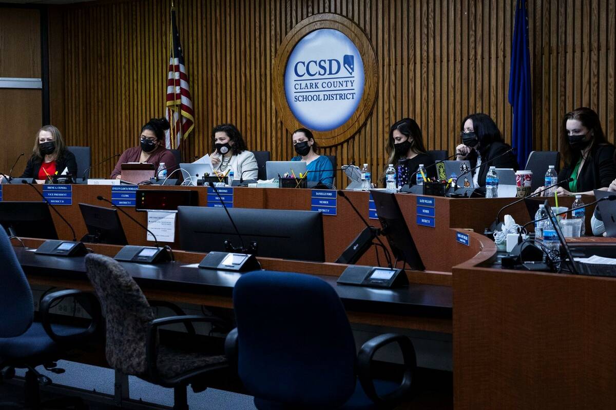 The Clark County School Board meeting at CCSD Greer Education Center, on Thursday, Nov. 18, 202 ...
