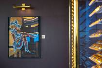 A painting of Vegas Vickie by artist Borbay is displayed at Legacy Club at Circa on Wednesday, ...